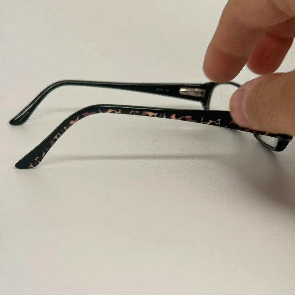 XOXO Squeal Eyeglass Frames Black Pink Leopard Print Rectangular 135mm BLCK